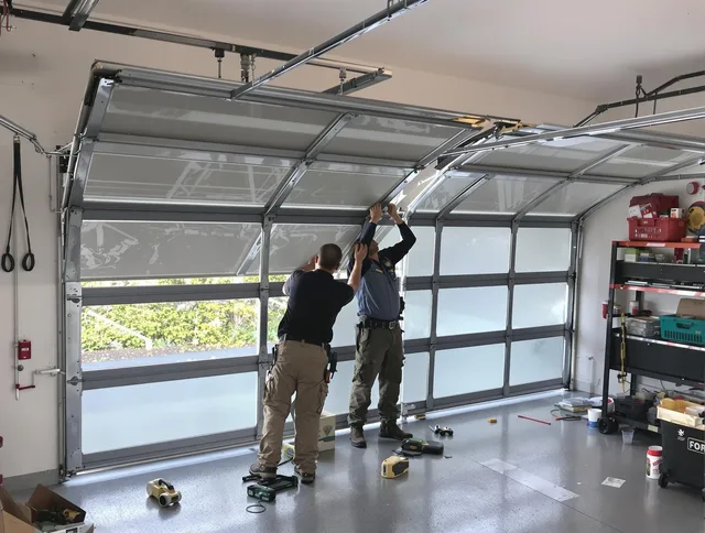 Richmond Hill Garage Door Repair expert performing precise panel replacement on Richmond Hill garage door